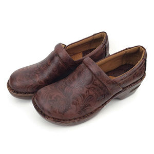 B.O.C. Born Tooled Embossed Brown Mule Loafer